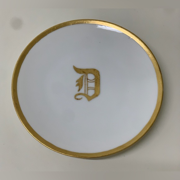 Vintage J & C Bavaria Peerless Gold Trim Letter D Monogram Plate - Picture 5 of 16